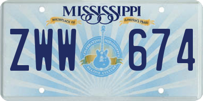 MS license plate ZWW674