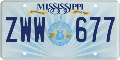 MS license plate ZWW677