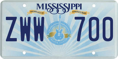 MS license plate ZWW700