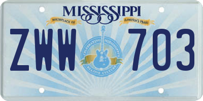 MS license plate ZWW703