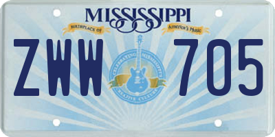 MS license plate ZWW705
