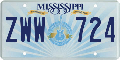 MS license plate ZWW724