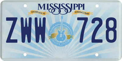 MS license plate ZWW728