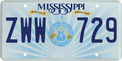 MS license plate ZWW729