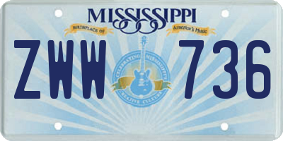 MS license plate ZWW736