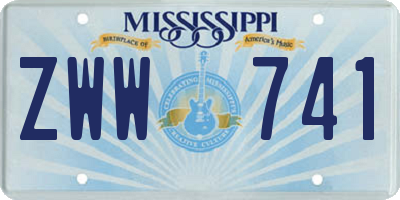 MS license plate ZWW741
