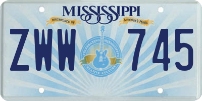 MS license plate ZWW745