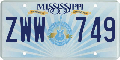 MS license plate ZWW749