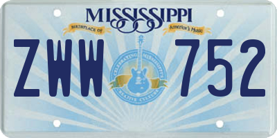 MS license plate ZWW752