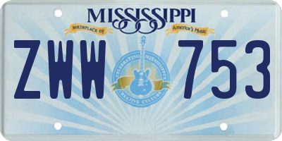 MS license plate ZWW753
