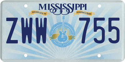 MS license plate ZWW755