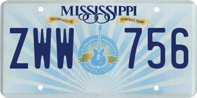 MS license plate ZWW756