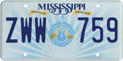 MS license plate ZWW759