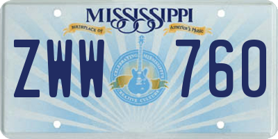 MS license plate ZWW760