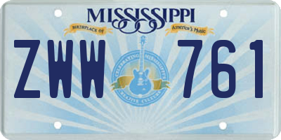 MS license plate ZWW761