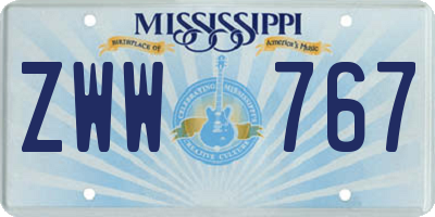 MS license plate ZWW767