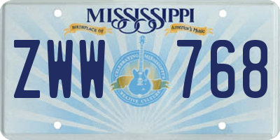 MS license plate ZWW768