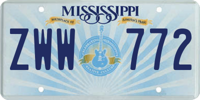 MS license plate ZWW772