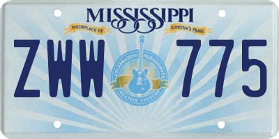 MS license plate ZWW775