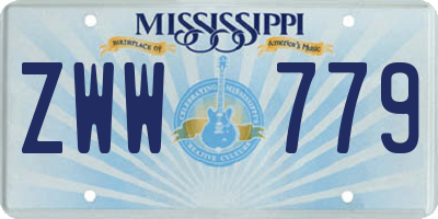 MS license plate ZWW779