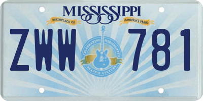 MS license plate ZWW781
