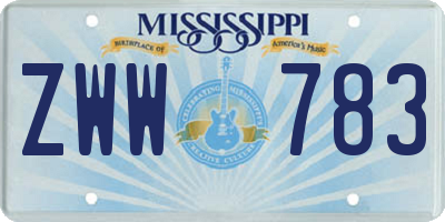 MS license plate ZWW783