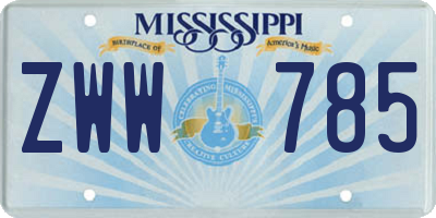 MS license plate ZWW785