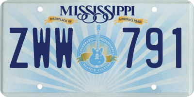 MS license plate ZWW791