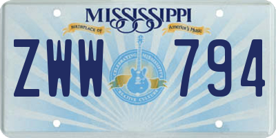 MS license plate ZWW794