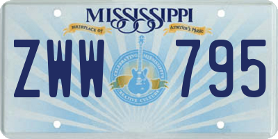 MS license plate ZWW795