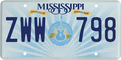 MS license plate ZWW798