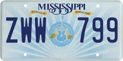 MS license plate ZWW799
