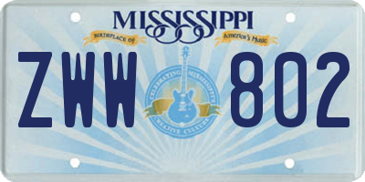 MS license plate ZWW802