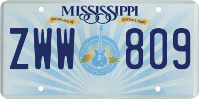 MS license plate ZWW809