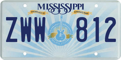 MS license plate ZWW812