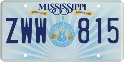 MS license plate ZWW815