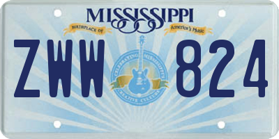MS license plate ZWW824