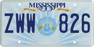 MS license plate ZWW826