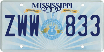 MS license plate ZWW833