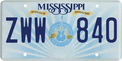 MS license plate ZWW840