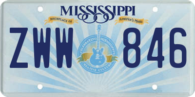MS license plate ZWW846