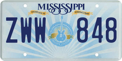 MS license plate ZWW848