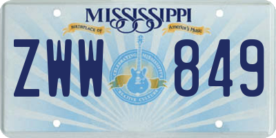 MS license plate ZWW849