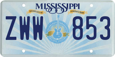 MS license plate ZWW853