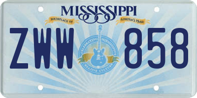 MS license plate ZWW858