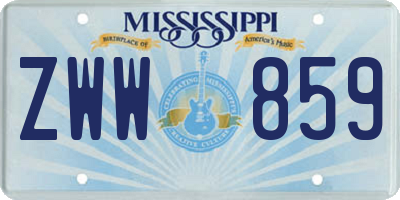 MS license plate ZWW859