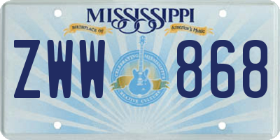 MS license plate ZWW868