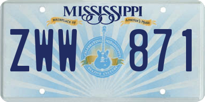 MS license plate ZWW871