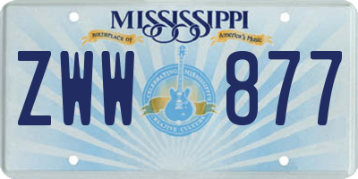 MS license plate ZWW877