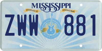 MS license plate ZWW881